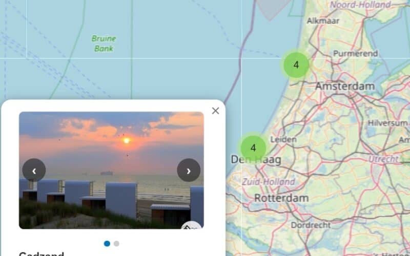 Kaart alle strandhuisjes van Nederland