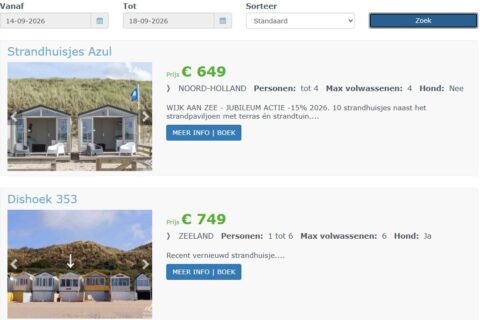 Zoek & Boek Strandhuisjes 2026